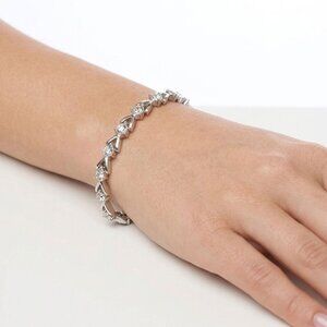 Vintage AVON Silver Tone Chevron Tennis Bracelet | CZ Cubic Zirconia Sparkling